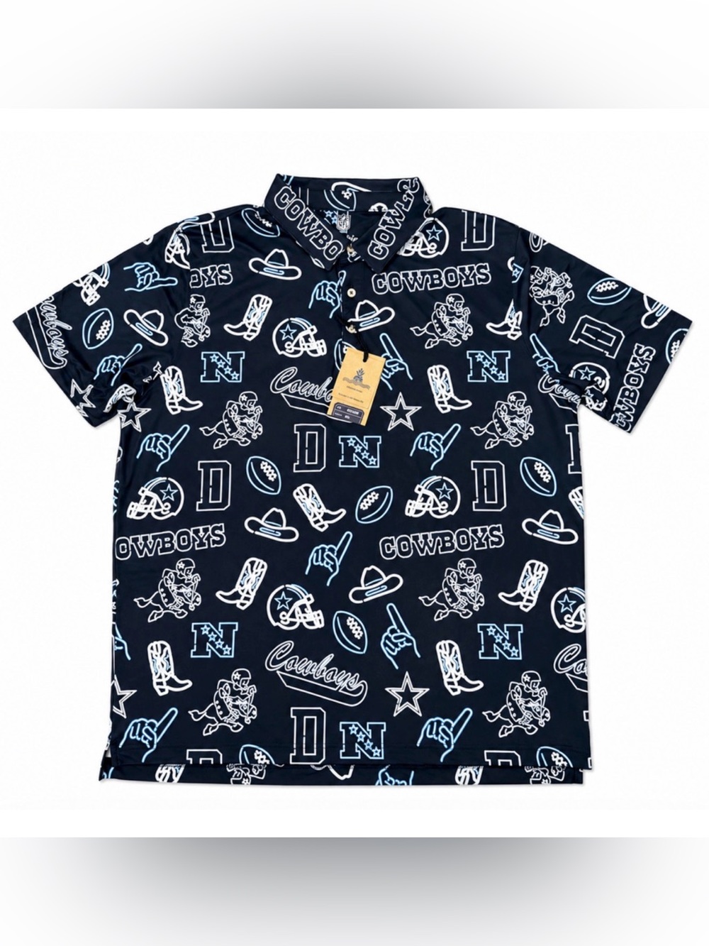 NWT CHUBBIES NAVY NEON GRAPHIC NFL DALLAS COWBOYS PERFORMANCE POLO SHIRT SZ XXL